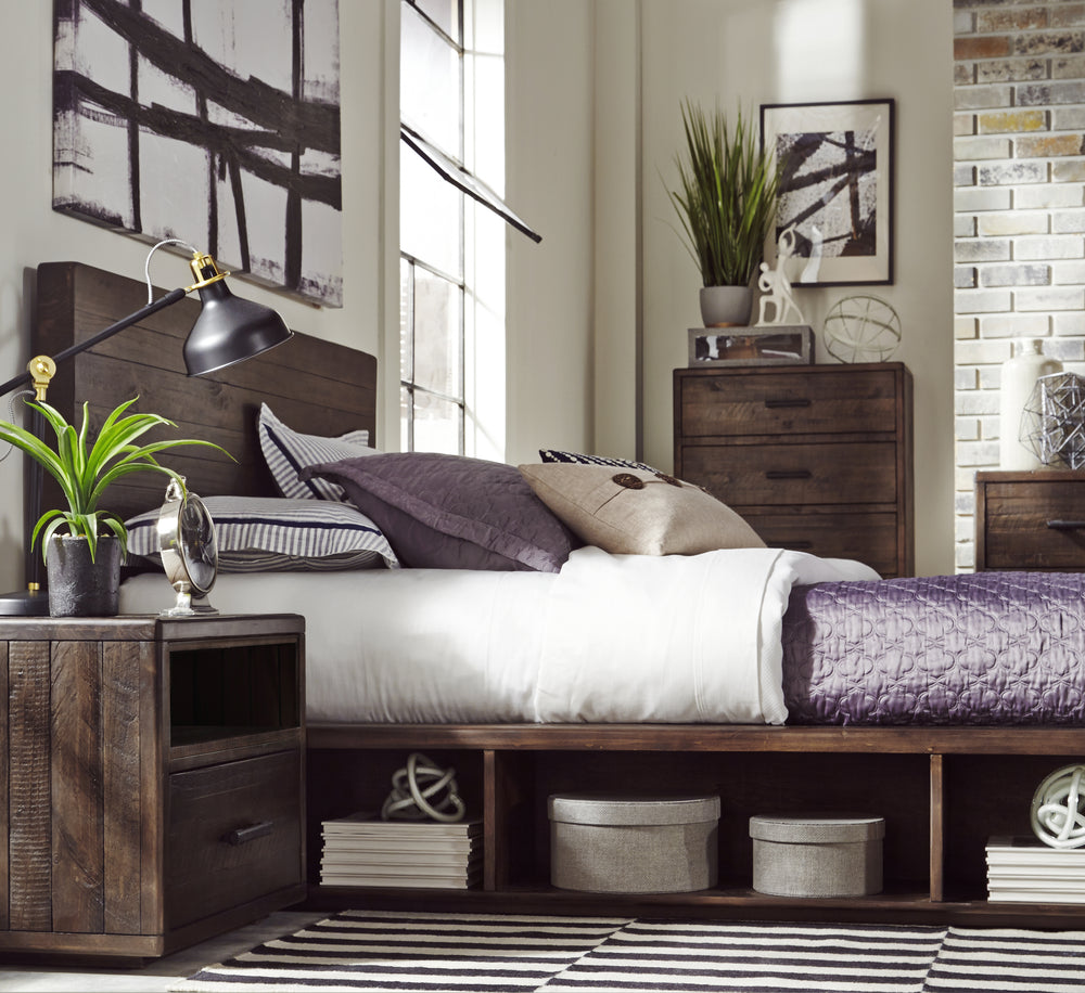 Modus Furniture Akk1F5 Mckinney Solid Wood Low Platform Storage Bed In Espresso Pine