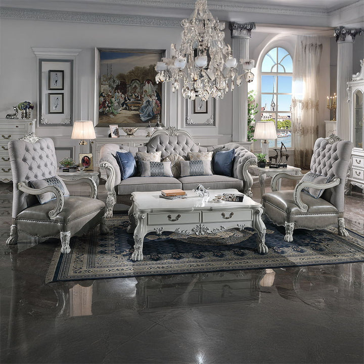 Dresden - Chair With Pillow - Synthetic Leather & Bone White