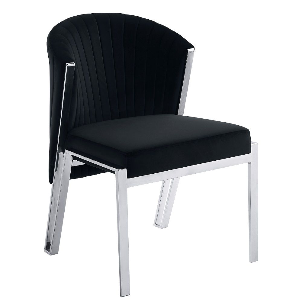Fallon - Side Chair Set of 2) - Black Velvet & Mirrored Silver