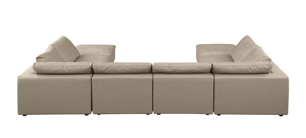 DivanItalia 1100 Top-Grain Italian Leather 8-Piece Sectional with Chaise - Beige