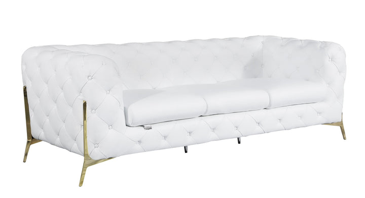 DivanItalia 970 Italian Leather White Leather Sofa and Two Chair Set
