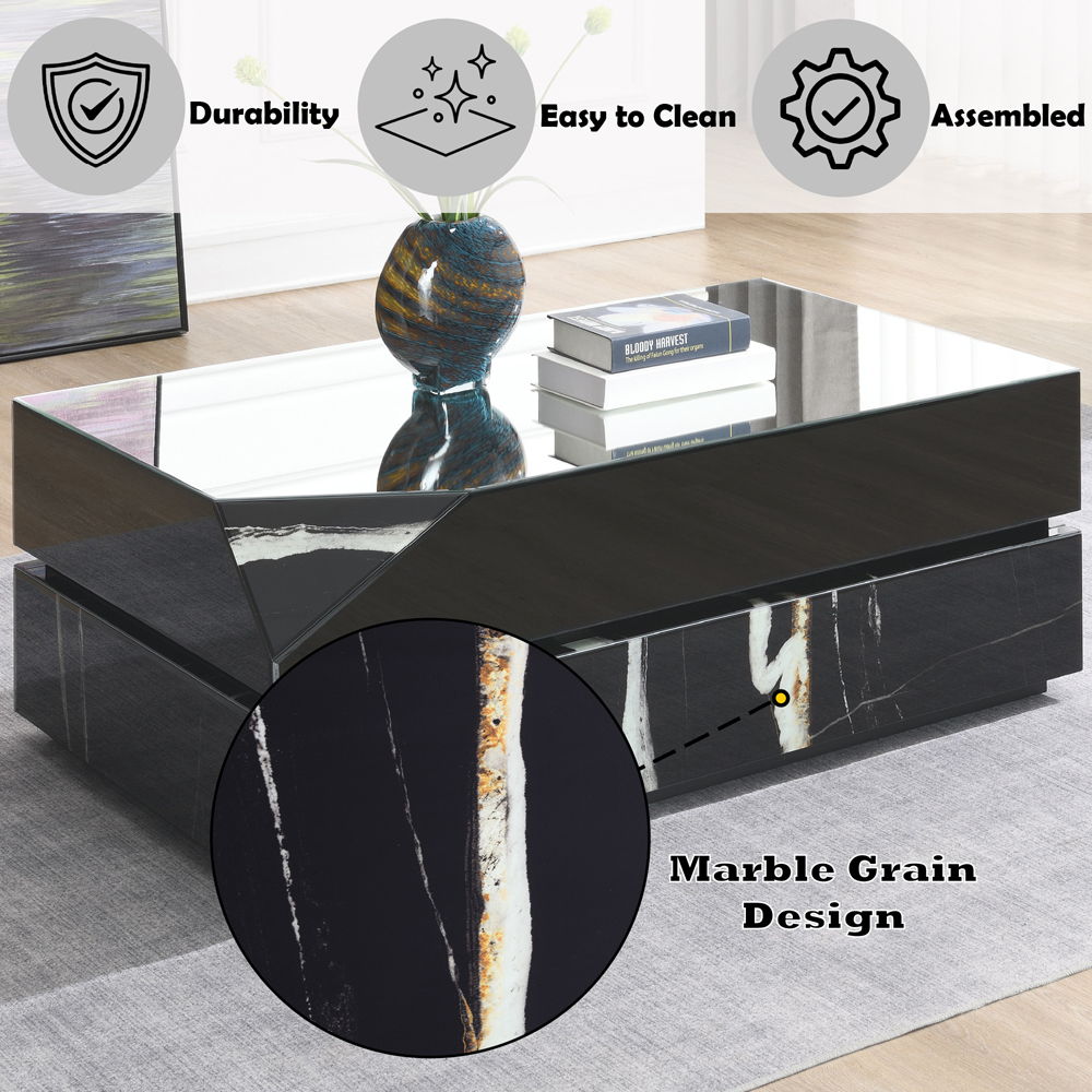 Drisana - Coffee Table - Black Mirrored