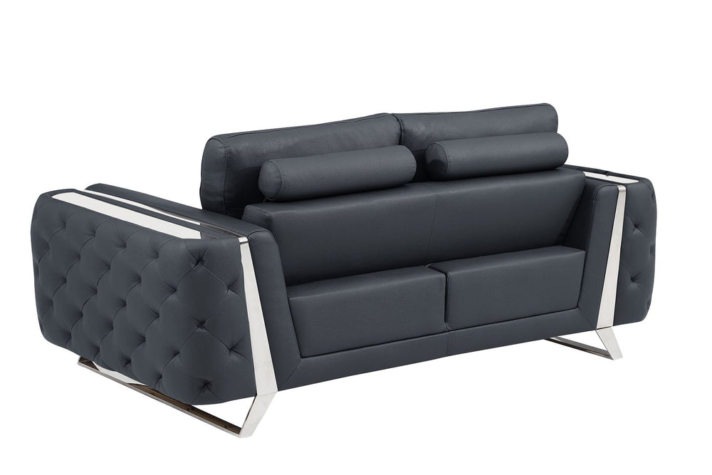 DivanItalia 1050 Loveseat in Top-Grain Italian Leather - Dark Gray