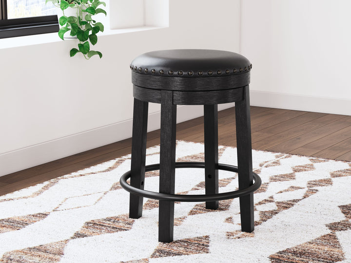 Valebeck - Upholstered Swivel Stool - Black