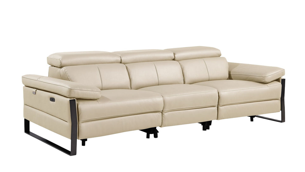 DivanItalia 1246 Modular Power Triple Reclining Sofa with Power Reclining Headrests – Top Grain Italian Leather - Beige