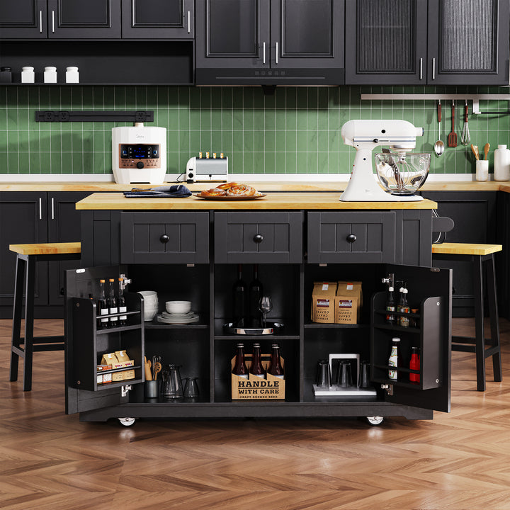 53-inch-black-kitchen-island-cart-with-drop-leaf-and-power-outlet