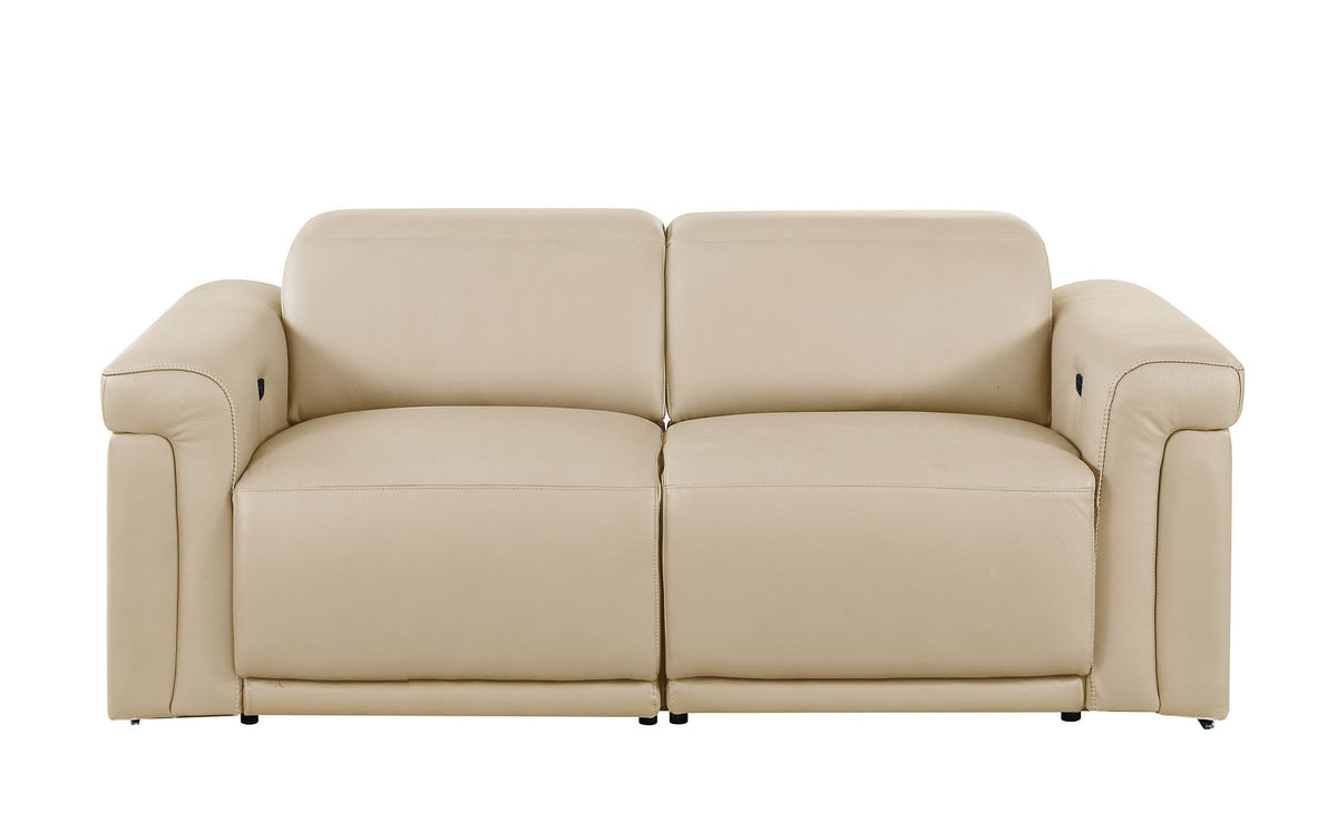 DivanItalia 1126 2-Piece Modular Power Reclining Loveseat in Top Grain Italian Leather with 2 Power Recliners & Power Headrests - Beige