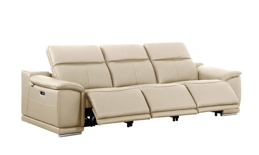 DivanItalia 9762 3-Piece Modular Power Reclining Sofa with 3 Power Recliners in Top Grain Italian Leather - Beige