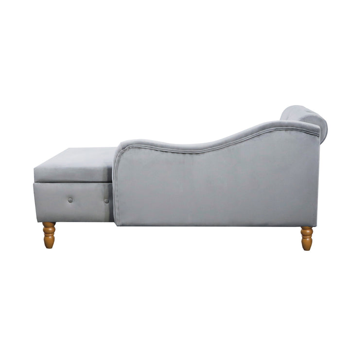 grey-velvet-lounge-chaise-with-storage-pillow-modern-upholstered-rolled-arm