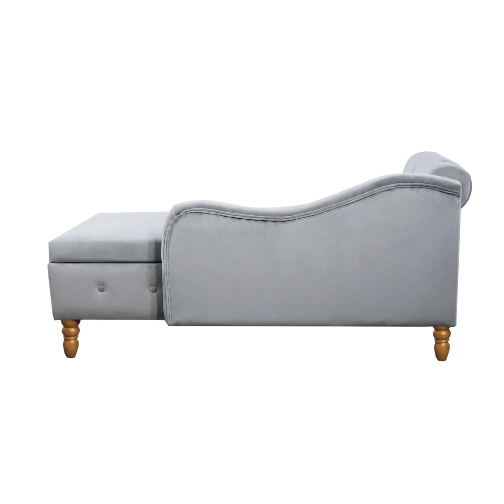 grey-velvet-lounge-chaise-with-storage-pillow-modern-upholstered-rolled-arm