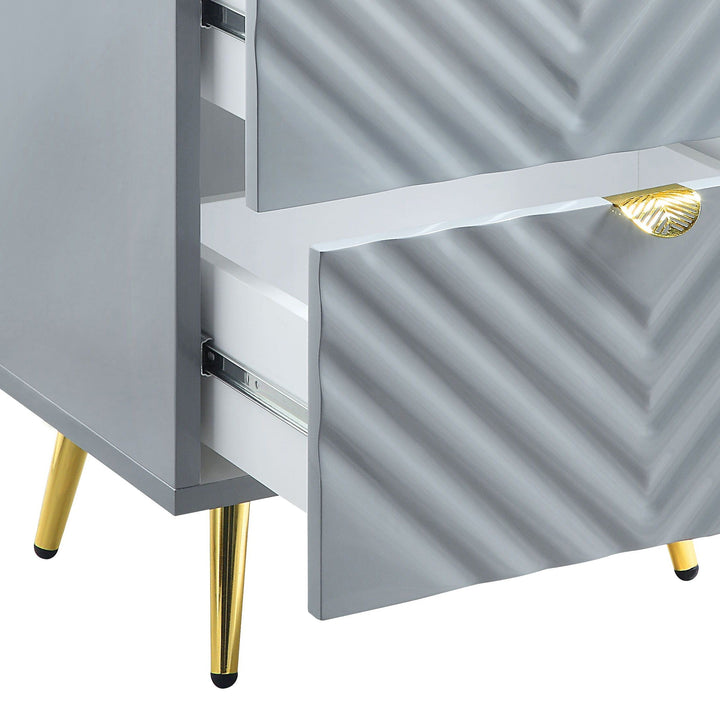 Gaines - High Gloss Nightstand - Gray