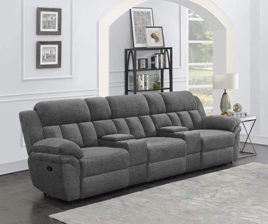 Bahrain - 5 Piece Upholstered Home Theater Seating - Charcoal Reclining Sectional modern furniture Contempo Furniture