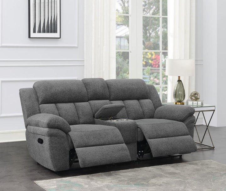 Bahrain - Upholstered Motion Loveseat - Charcoal Reclining Loveseat modern furniture Contempo Furniture