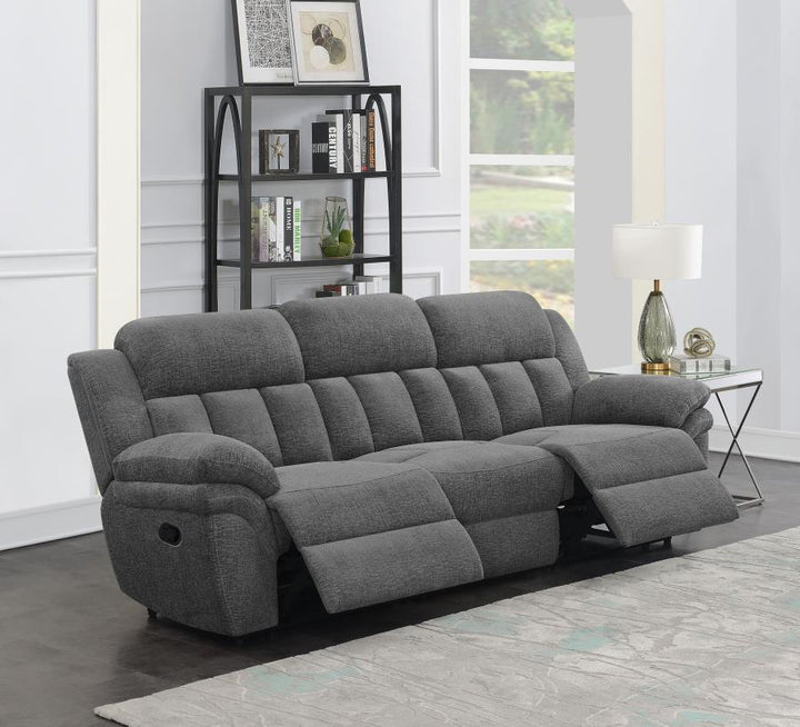 Bahrain - Upholstered Motion Sofa - Charcoal Reclining Sofa modern furniture Contempo Furniture