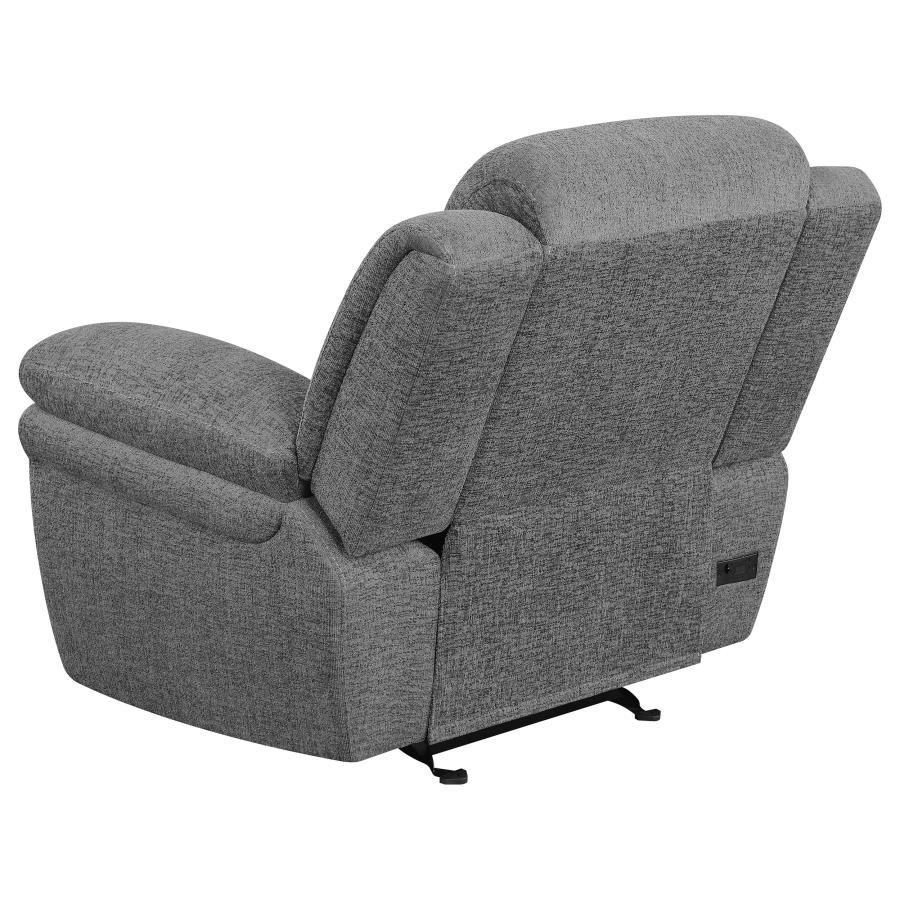 Bahrain - Upholstered Power Glider Recliner - Charcoal Glider Chair modern furniture Contempo Furniture