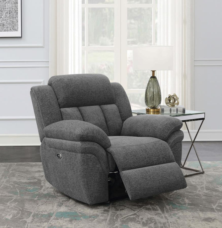 Bahrain - Upholstered Power Glider Recliner - Charcoal Glider Chair modern furniture Contempo Furniture