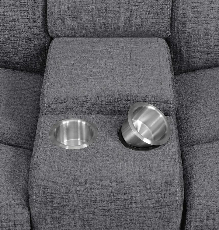 Bahrain - Upholstered Power Loveseat - Charcoal Reclining Loveseat modern furniture Contempo Furniture