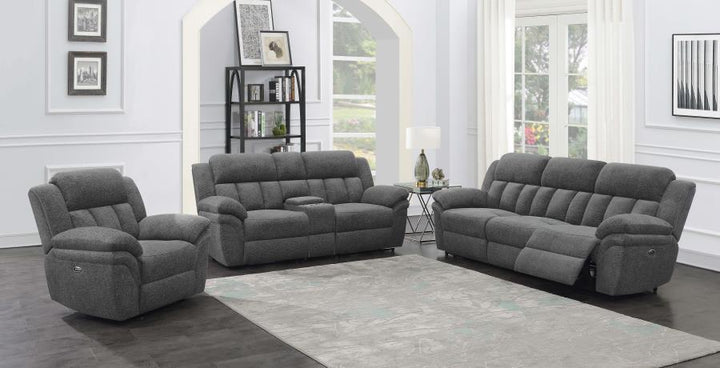 Bahrain - Upholstered Power Loveseat - Charcoal Reclining Loveseat modern furniture Contempo Furniture