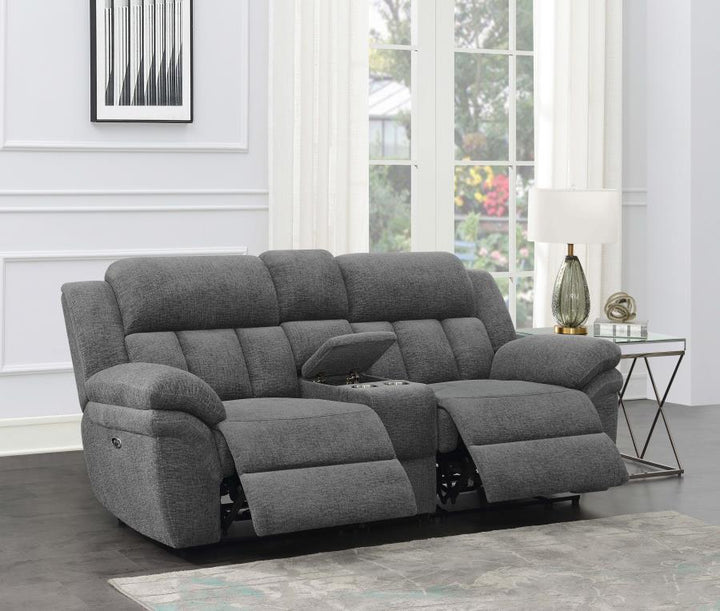 Bahrain - Upholstered Power Loveseat - Charcoal Reclining Loveseat modern furniture Contempo Furniture