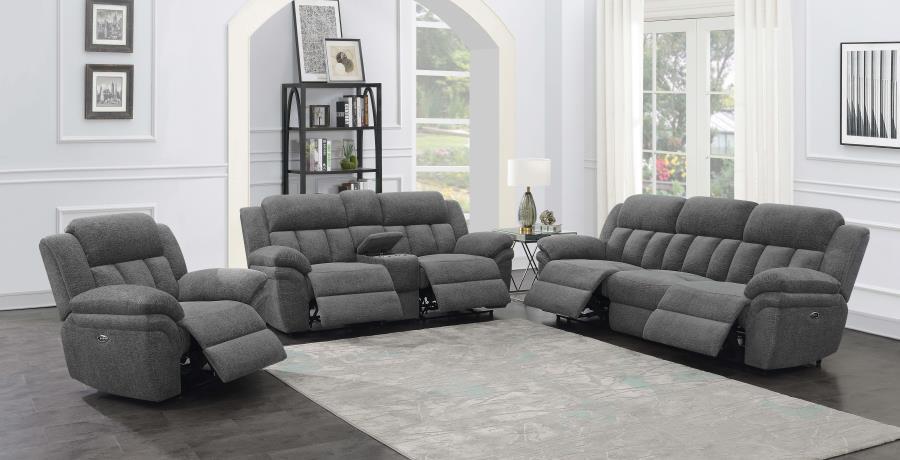 Bahrain - Upholstered Power Loveseat - Charcoal Reclining Loveseat modern furniture Contempo Furniture