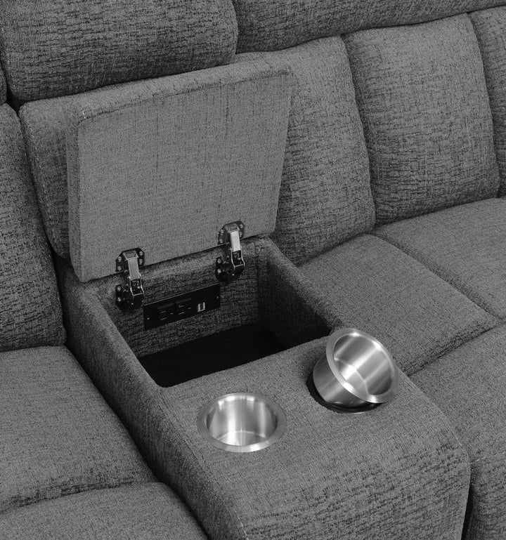 Bahrain - Upholstered Power Sofa - Charcoal Reclining Sofa modern furniture Contempo Furniture