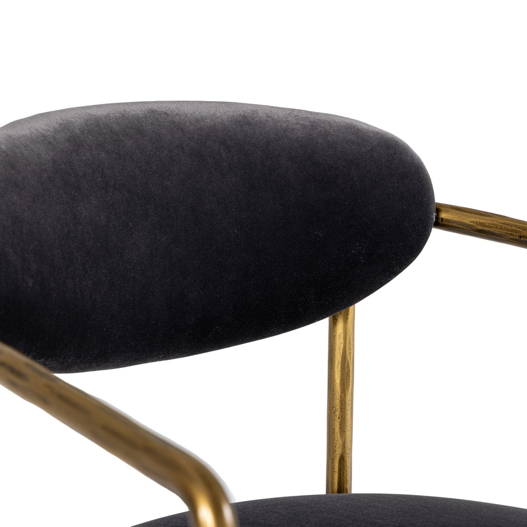 Baird - Modern Grey Velvet + Brass Counter Chair