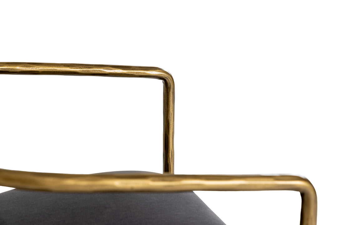 Baird - Modern Grey Velvet + Brass Counter Chair
