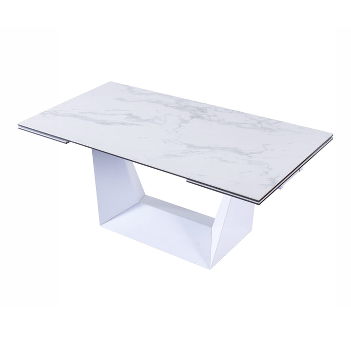 Baldwin - Modern White Ceramic Extendable Dining Table