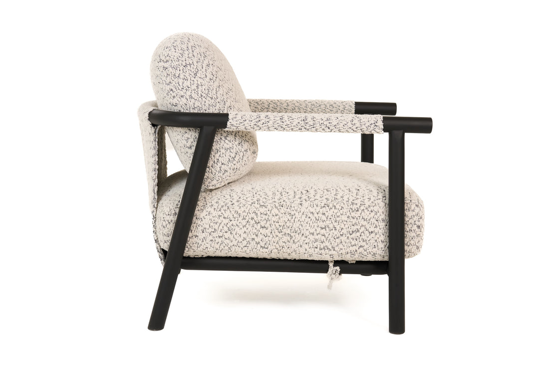 Balko - Modern Grey Fabric  Black Accent Chair