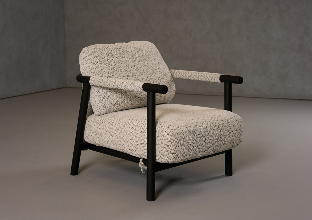 Balko - Modern Grey Fabric  Black Accent Chair