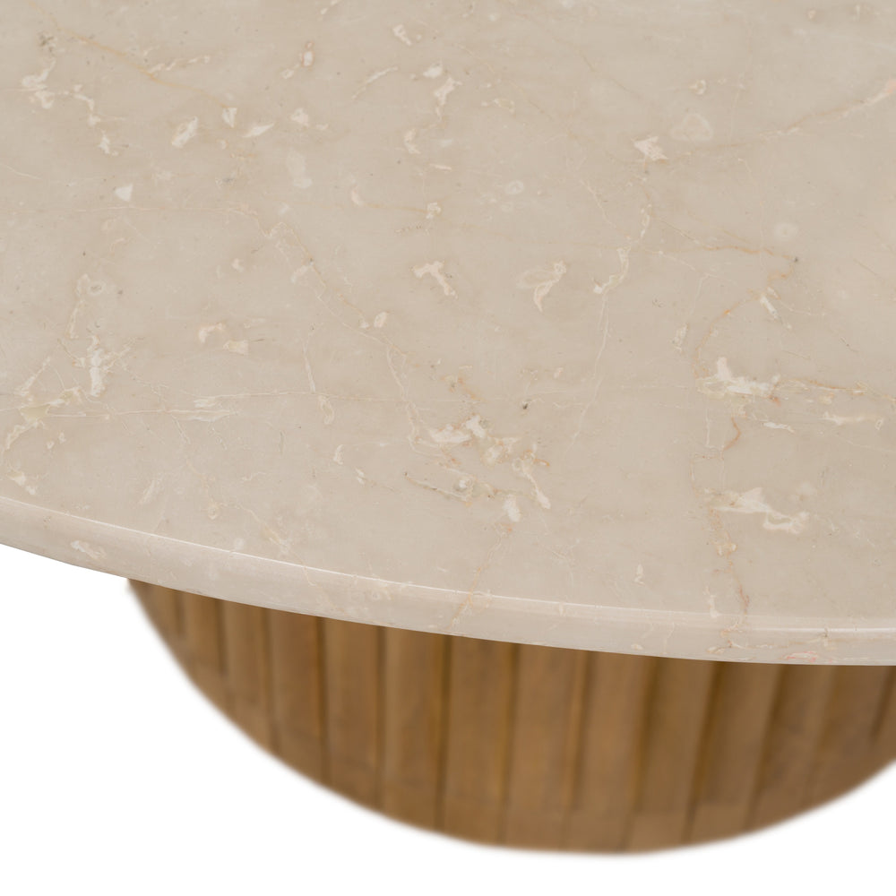 Bambi - Modern Botticino Marble + Mango Round Dining Table - View 5