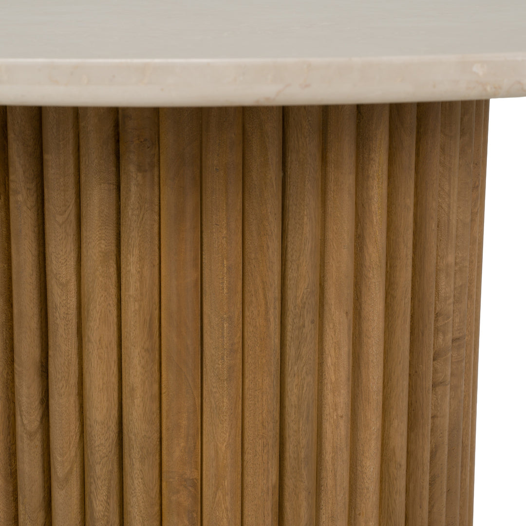 Bambi - Modern Botticino Marble + Mango Round Dining Table