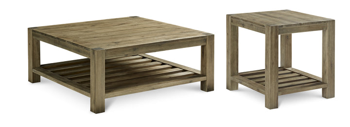 Modus Furniture 3E8721S Canyon Solid Wood Square Coffee Table In Washed Grey