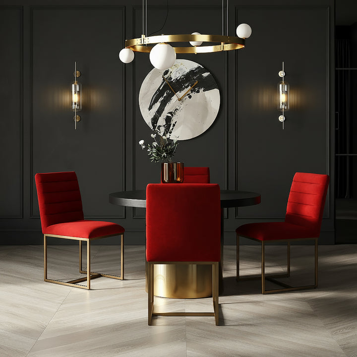 Barker  Modern Burnt Orange & Brush Gold Dining Chair (Set of 2)