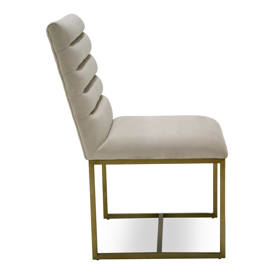 Barker - Modern Beige & Brush Gold Dining Chair (Set of 2)