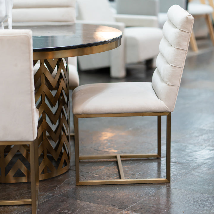 Barker - Modern Beige &amp; Brush Gold Dining Chair (Set of 2)