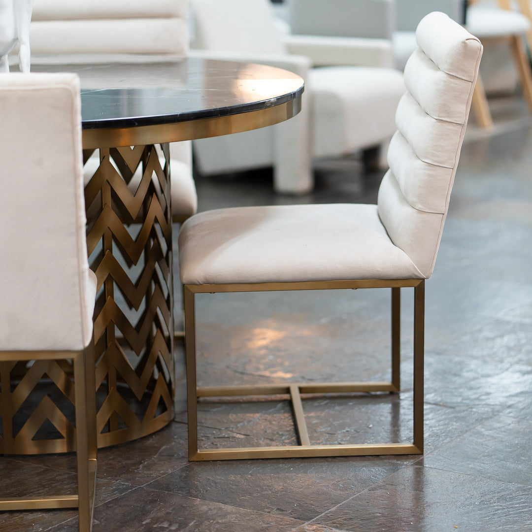 Barker  Modern Beige & Brush Gold Dining Chair (Set of 2)