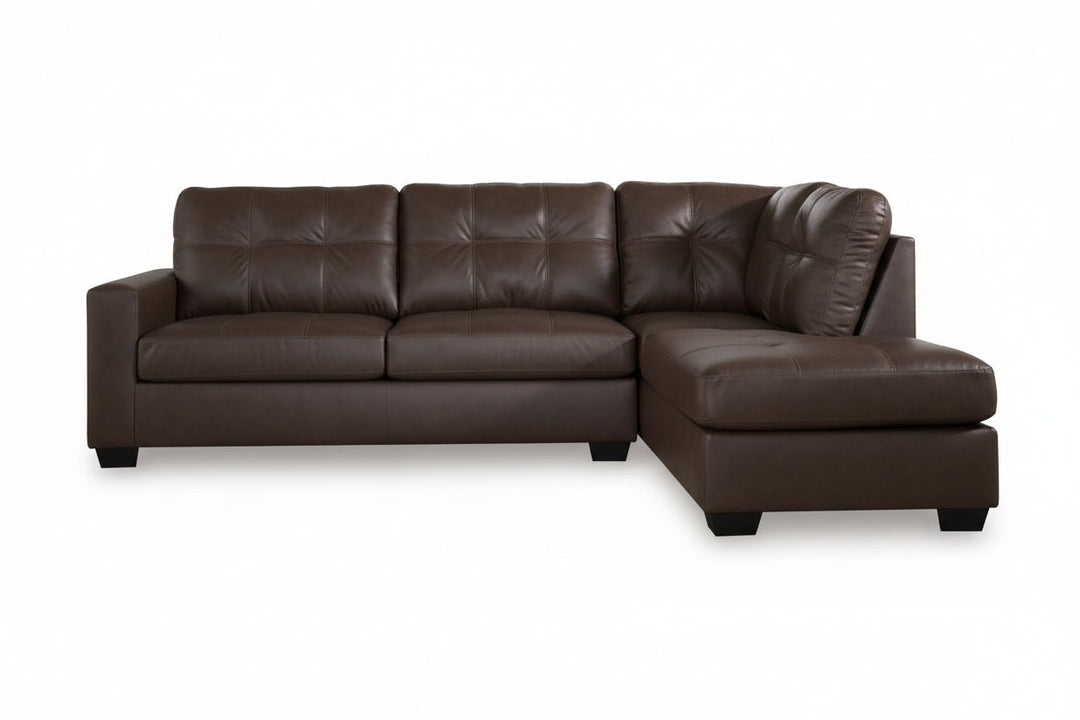 Barlin Mills 2 - Piece Sectional with Chaise - Dark Brown Stationary Sectional modern furniture Contempo Furniture