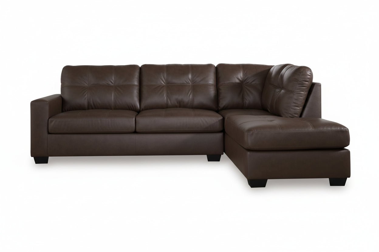 Barlin Mills 2 - Piece Sectional with Chaise - Dark Brown Stationary Sectional modern furniture Contempo Furniture