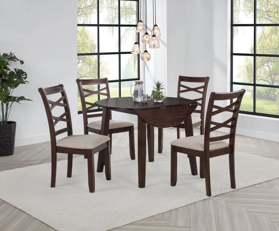Barton - 5 Piece Round Wood Dining Table Set - Dark Brown 5 - Piece Dining Room Set modern furniture Contempo Furniture