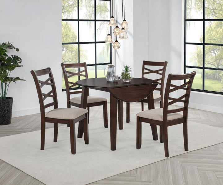 Barton - 5 Piece Round Wood Dining Table Set - Dark Brown 5 - Piece Dining Room Set modern furniture Contempo Furniture