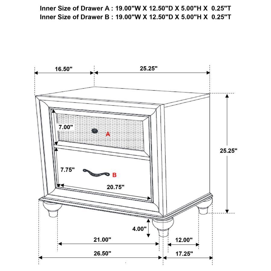 Barzini - 2 - Drawer Nightstand - White Accent Nightstand modern furniture Contempo Furniture