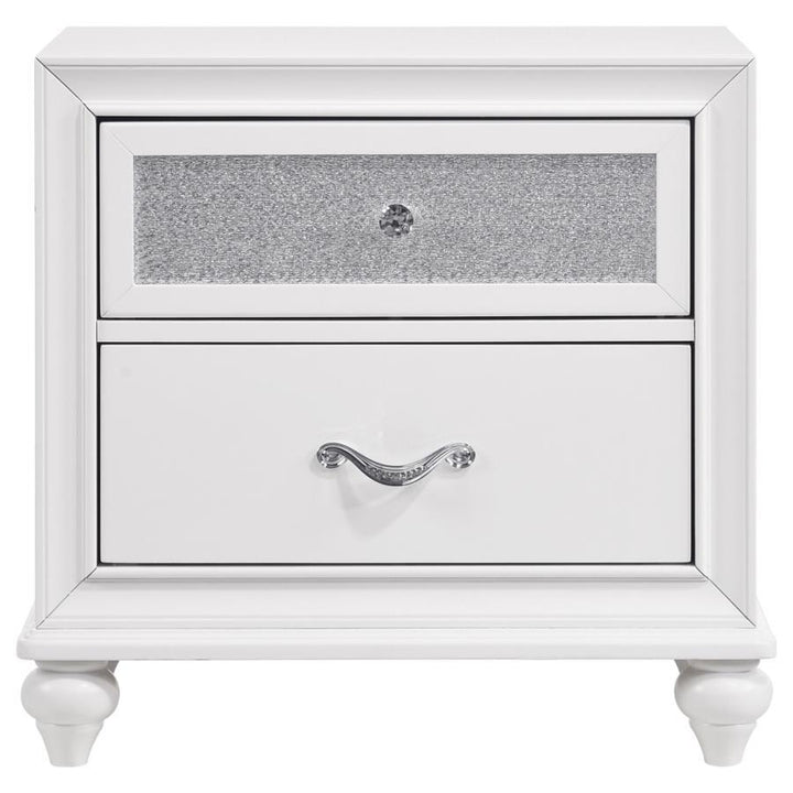 Barzini - 2 - Drawer Nightstand - White Accent Nightstand modern furniture Contempo Furniture