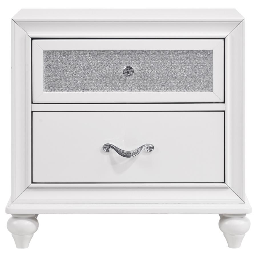 Barzini - 2 - Drawer Nightstand - White Accent Nightstand modern furniture Contempo Furniture