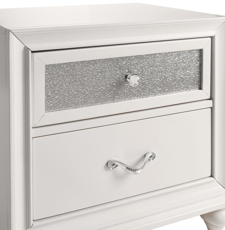 Barzini - 2 - Drawer Nightstand - White Accent Nightstand modern furniture Contempo Furniture