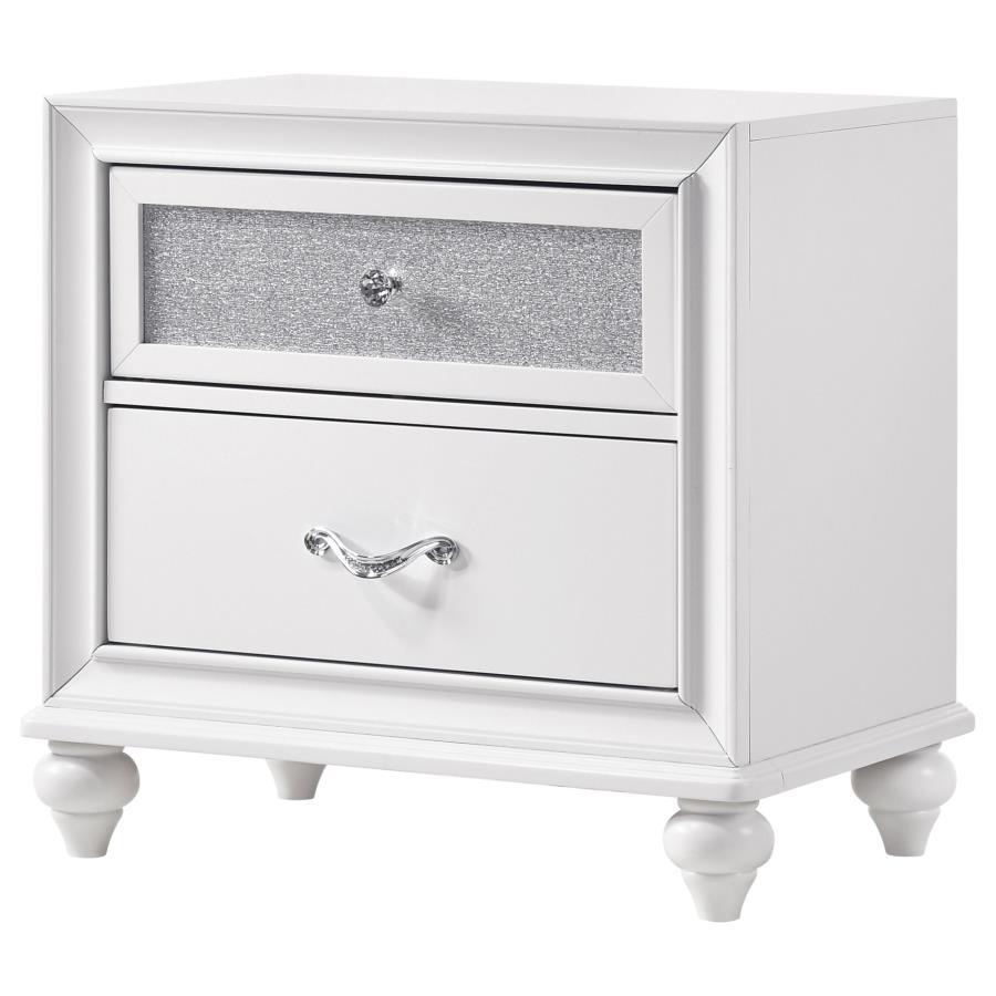 Barzini - 2 - Drawer Nightstand - White Accent Nightstand modern furniture Contempo Furniture