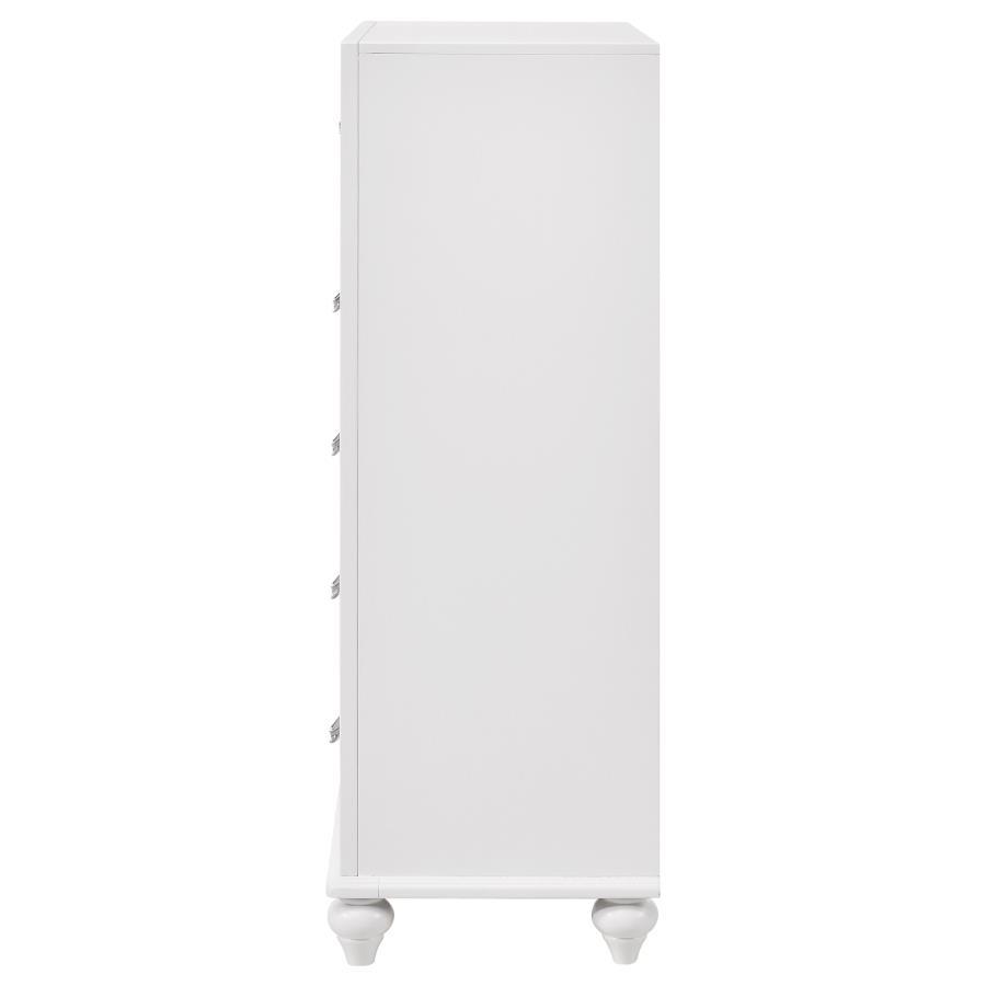 Barzini - 5 - Drawer Bedroom Chest - White Accent Chest modern furniture Contempo Furniture