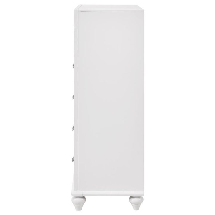 Barzini - 5 - Drawer Bedroom Chest - White Accent Chest modern furniture Contempo Furniture