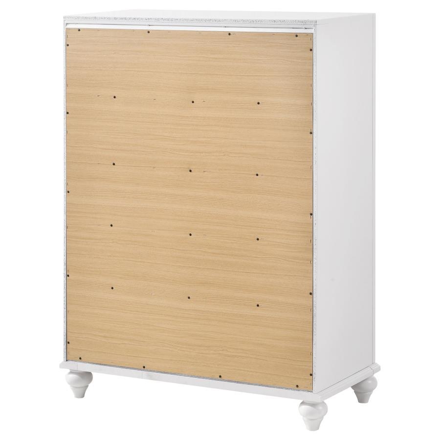 Barzini - 5 - Drawer Bedroom Chest - White Accent Chest modern furniture Contempo Furniture