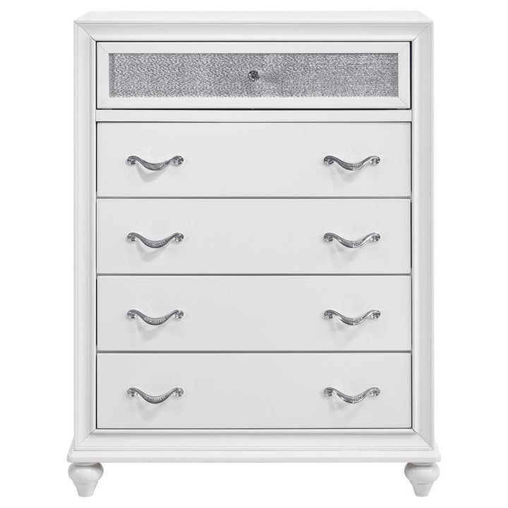 Barzini - 5 - Drawer Bedroom Chest - White Accent Chest modern furniture Contempo Furniture